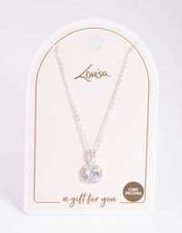 Silver Pretty Diamante Pendant Necklace - link has visual effect only