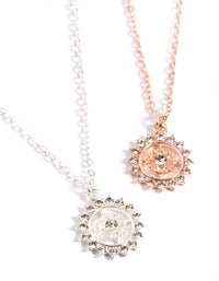 Mixed Metal Sun Compass Necklace Pack - link has visual effect only