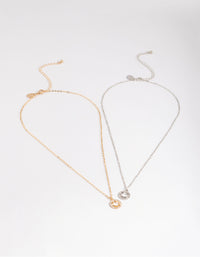 Mixed Metal Cute Diamante Smiley Necklace Pack - link has visual effect only