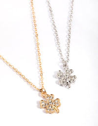 Mixed Metal Diamante Clover Necklace Pack - link has visual effect only