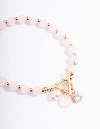 Gold Pearl & Diamante Beaded Bracelet - link has visual effect only