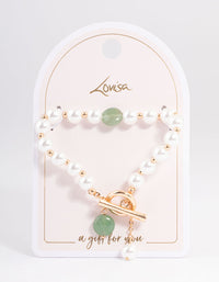 Gold Pearl & Bead T&O Bracelet - link has visual effect only