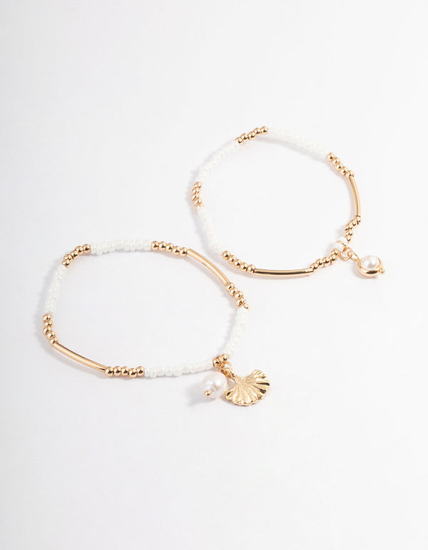 Gold Beachy Beaded Bracelet Pack