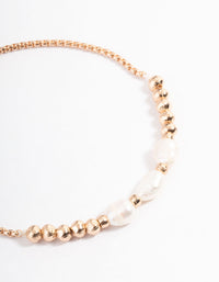 Gold Freshwater Pearl Triple Pearl Bracelet - link has visual effect only