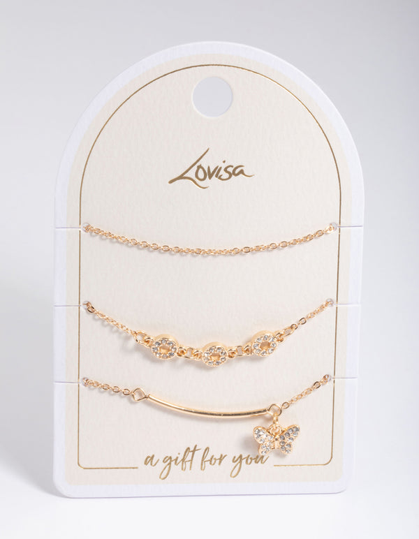 Gold Circle & Butterfly Bracelet Pack