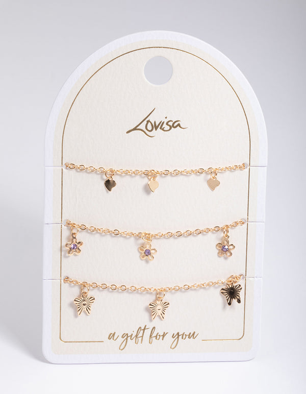 Gold Dainty Pearl & Star Charm Bracelet Pack