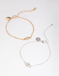 Mixed Metal Classic Diamante Circle Bracelet Pack - link has visual effect only