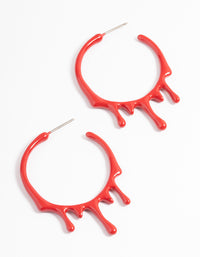 Red Coated Paint Hoop Earrings - link has visual effect only