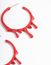 Red Coated Paint Hoop Earrings - link has visual effect only