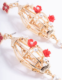 Red Bird Cage Ear Drop Earrings - link has visual effect only