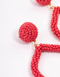 Red Bead Diamond Drop Earrings - link has visual effect only