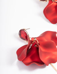 Red Teardrop Stone Petal Drop Earrings - link has visual effect only