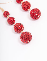 Red Triple Ball Drop Earrings - link has visual effect only