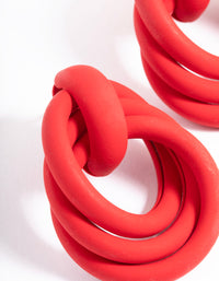 Red Mini Textured Knot Drop Earrings - link has visual effect only