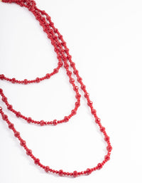 Red Three Row Bead & Facet Necklace - link has visual effect only