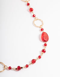 Red Crater Hoop & Bead Necklace - link has visual effect only