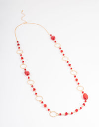 Red Crater Hoop & Bead Necklace - link has visual effect only