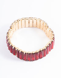 Red Diamante Stretch Baguette Stone Bracelet - link has visual effect only