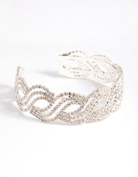 Silver Twist Petal Diamante Cuff Bracelet - link has visual effect only