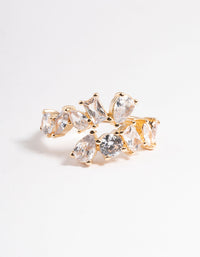 Gold Cubic Zirconia Mixed Stone Open Front Ring - link has visual effect only