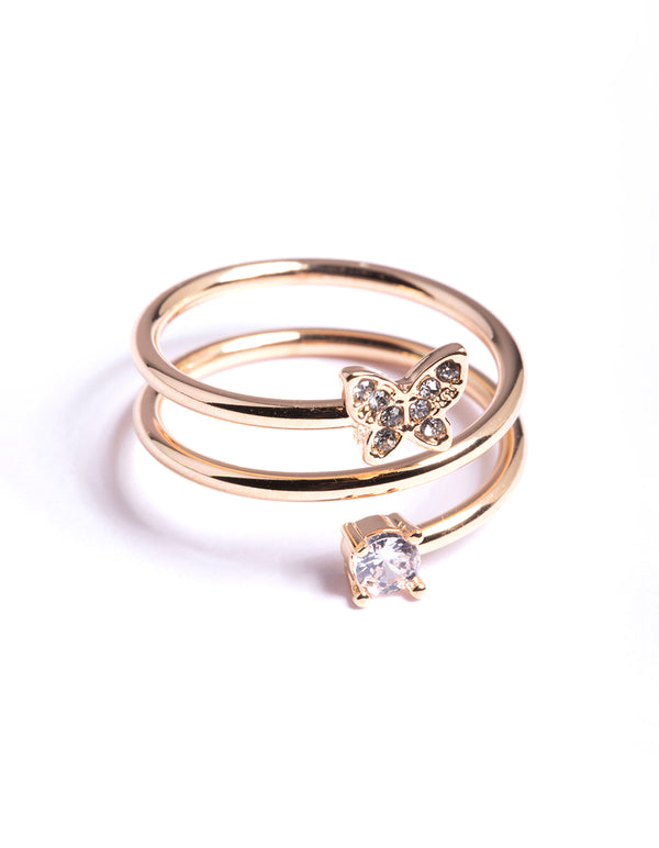 Gold Mini Butterfly Wrap Ring