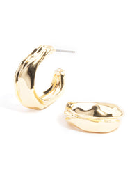 Gold Plated Medium Molten Hoop Earrings - link has visual effect only