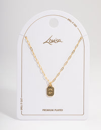 Letter O Gold Plated Rectangle Pendant Initial Necklace - link has visual effect only