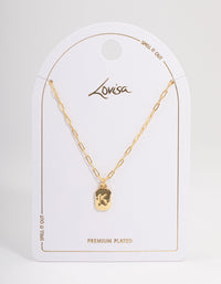 Letter K Gold Plated Rectangle Pendant Initial Necklace - link has visual effect only