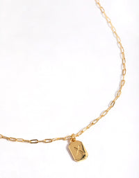 Letter X Gold Plated Rectangle Pendant Initial Necklace - link has visual effect only