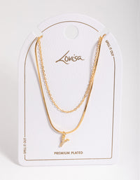 Letter Y Gold Plated Layered Initial Diamante Necklace - link has visual effect only