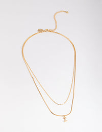 Letter Z Gold Plated Layered Diamante Initial Necklace - link has visual effect only