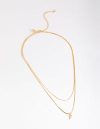 Letter F Gold Plated Layered Diamante Initial Necklace - link has visual effect only