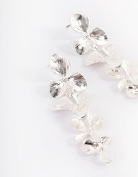 Rhodium Graduated Flower Drop Earrings - link has visual effect only