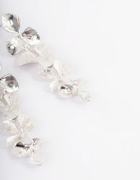 Rhodium Graduated Flower Drop Earrings - link has visual effect only