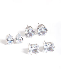 Silver Statement Stud Earrings Pack - link has visual effect only