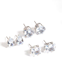 Silver Statement Stud Earrings Pack - link has visual effect only