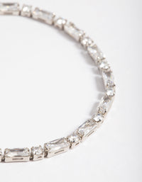 Rhodium Cubic Zirconia Mixed Rectangle Toggle Tennis Bracelet - link has visual effect only