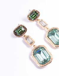 Gold Trio Gemstone Drop Earrings - link has visual effect only