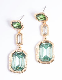 Gold Trio Gemstone Drop Earrings - link has visual effect only