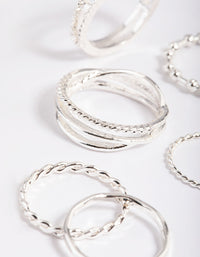 Rhodium Mixed Ball Band Ring Pack - link has visual effect only