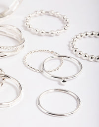 Rhodium Mixed Ball Band Ring Pack - link has visual effect only