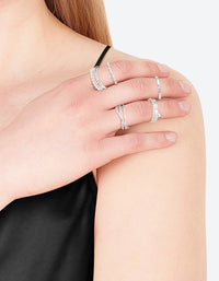 Rhodium Mixed Ball Band Ring Pack - link has visual effect only