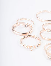 Rose Gold Mixed Diamante Band Ring Pack - link has visual effect only