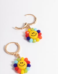 Gold Rainbow Smiley Huggie Earrings - link has visual effect only