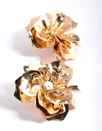 Gold Diamante Flower Stud Earrings - link has visual effect only