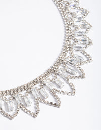 Silver Large Triangle Diamante Statement Necklace - link has visual effect only