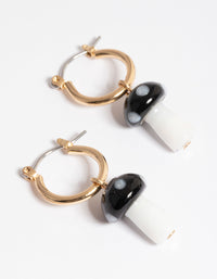 Black Small Mushroom Huggie Earrings - link has visual effect only