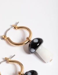 Black Small Mushroom Huggie Earrings - link has visual effect only