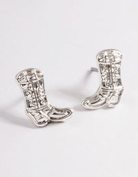 Silver Cowboy Boot Stud Earrings - link has visual effect only