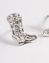 Silver Cowboy Boot Stud Earrings - link has visual effect only